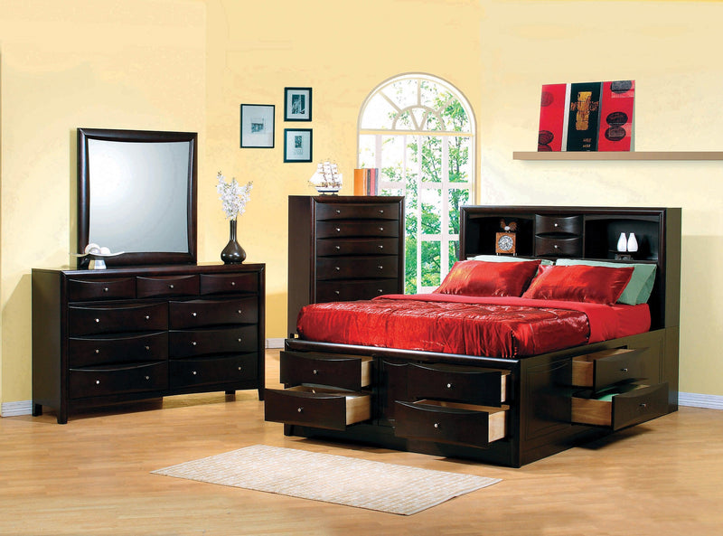 Phoenix Full Bookcase Bed With Underbed Storage Cappuccino - Ella Furniture