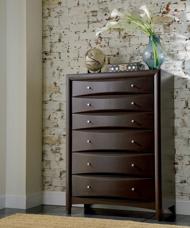 Phoenix 6-Drawer Chest Deep Cappuccino - Ella Furniture