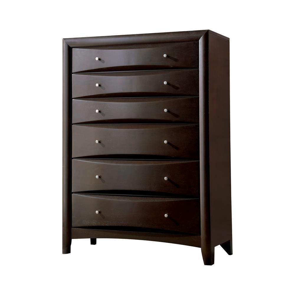 Phoenix 6-Drawer Chest Deep Cappuccino - Ella Furniture