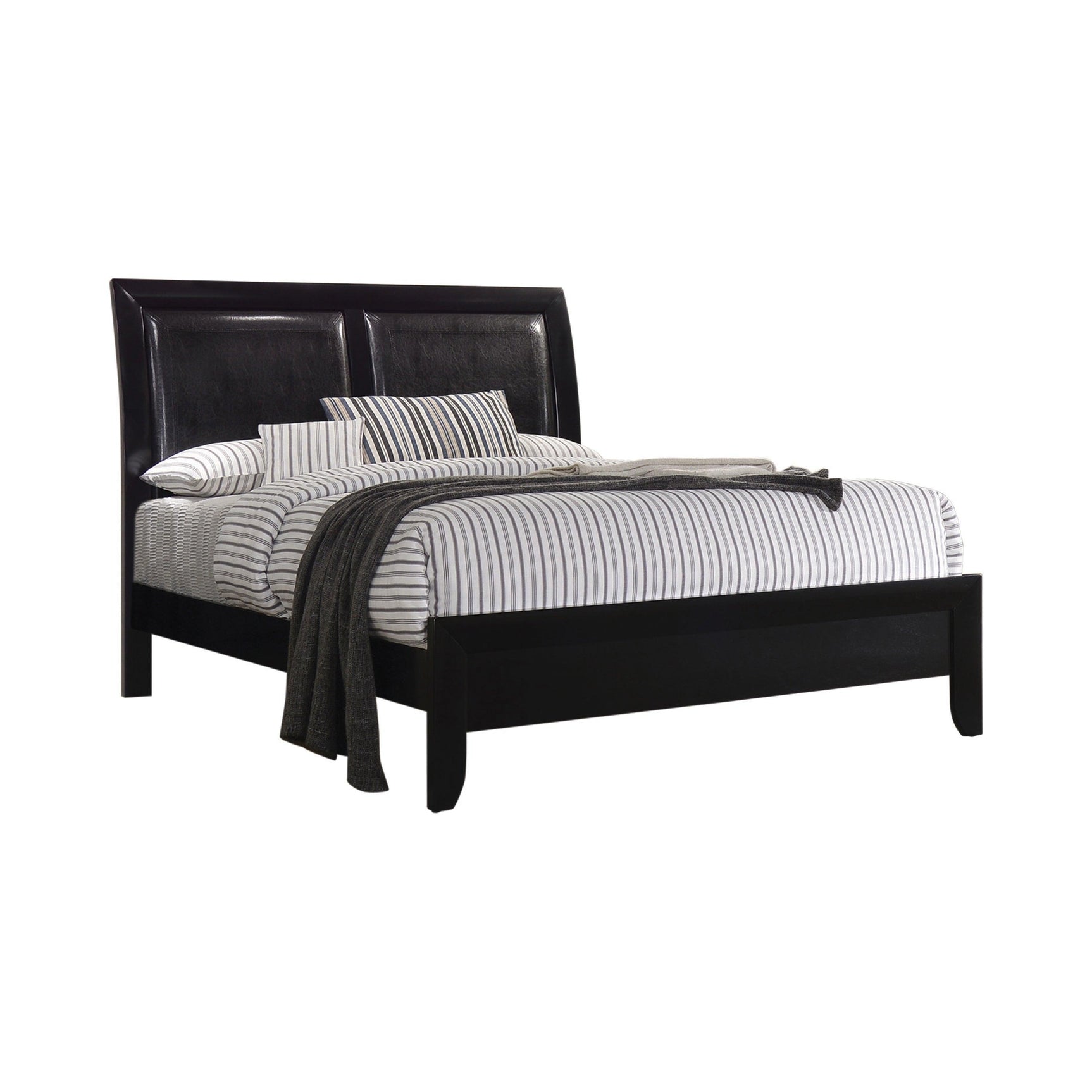 Briana Queen Upholstered Panel Bed Black - Ella Furniture