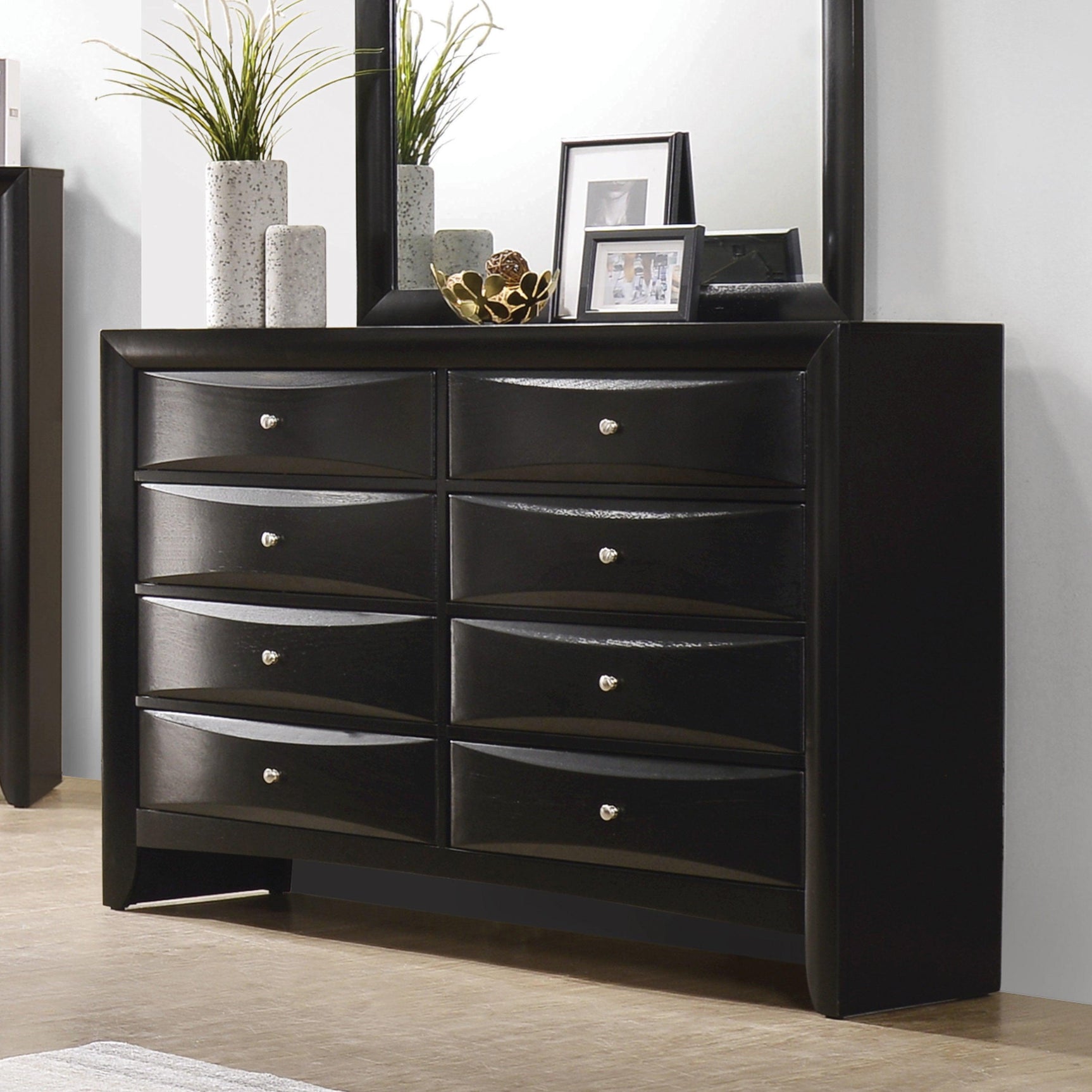 Briana Rectangle Dresser Mirror Black - Ella Furniture