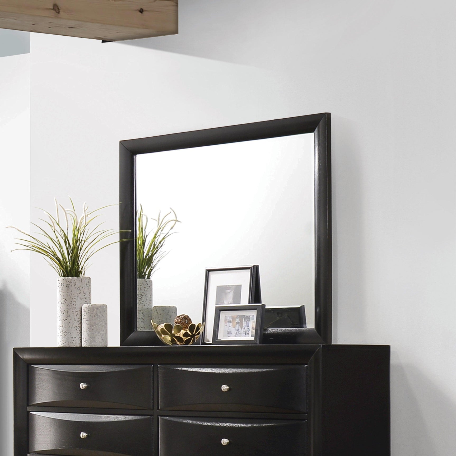 Briana Rectangle Dresser Mirror Black - Ella Furniture