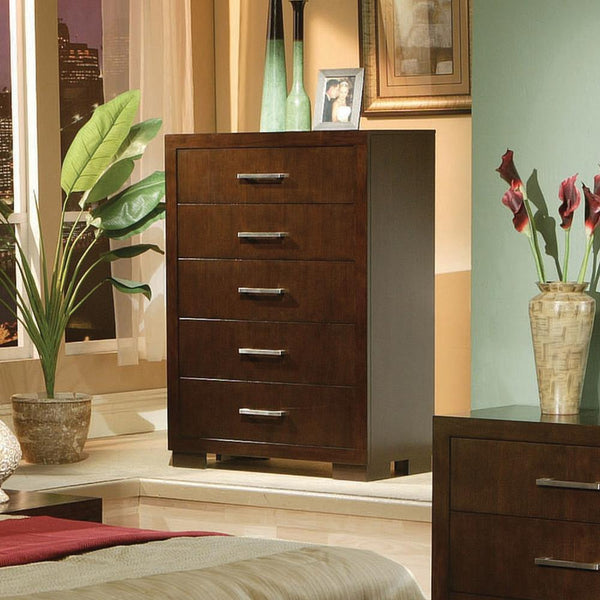 Jessica 5-Drawer Chest Cappuccino - Ella Furniture