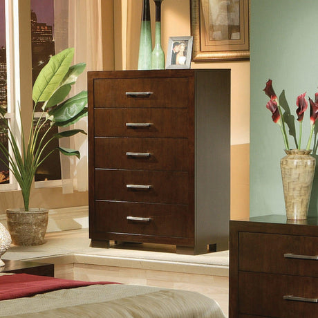 Jessica Eastern King Platform Bed With Rail Seating Cappuccino - Ella Furniture