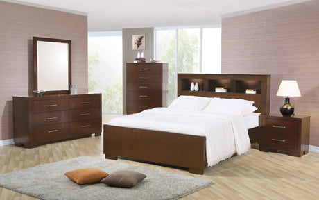 Jessica Queen Bed With Storage Headboard Cappuccino - Ella Furniture