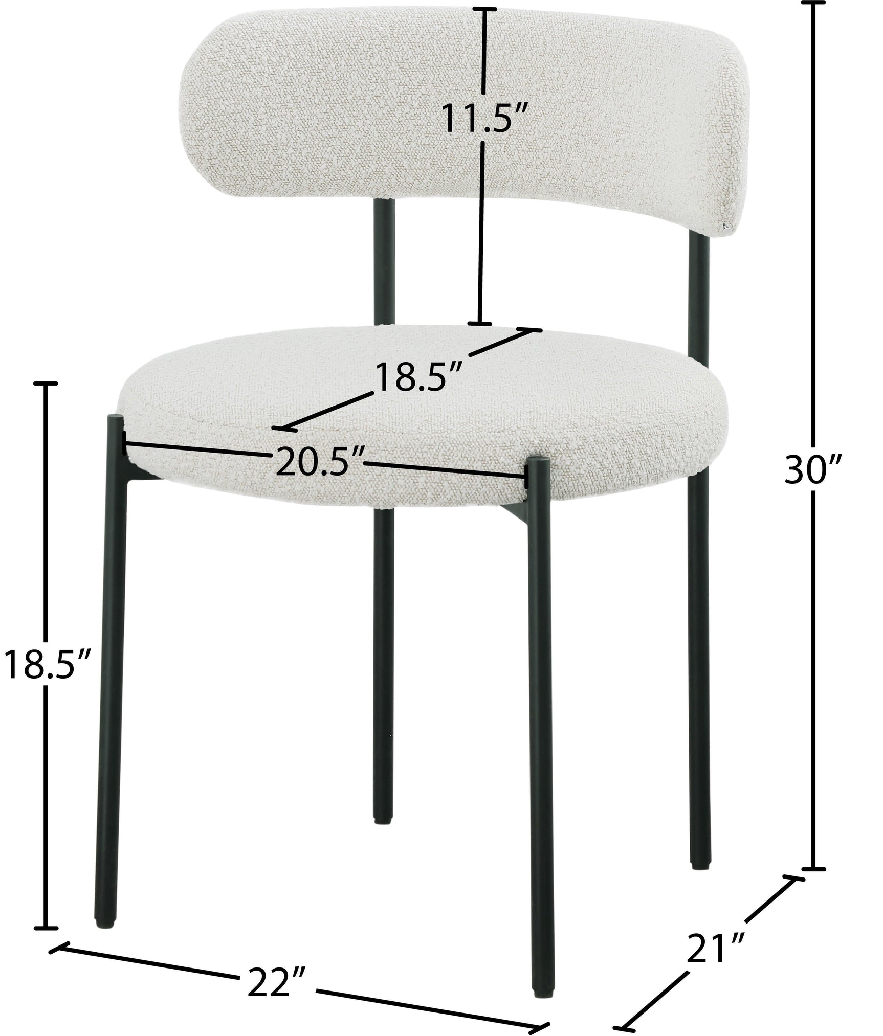 Beacon Cream Boucle Fabric Dining Chair 880Cream-c - Ella Furniture