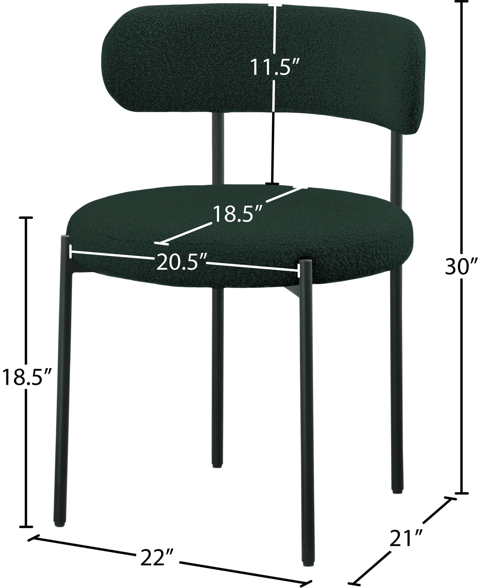 Beacon Green Boucle Fabric Dining Chair - Ella Furniture