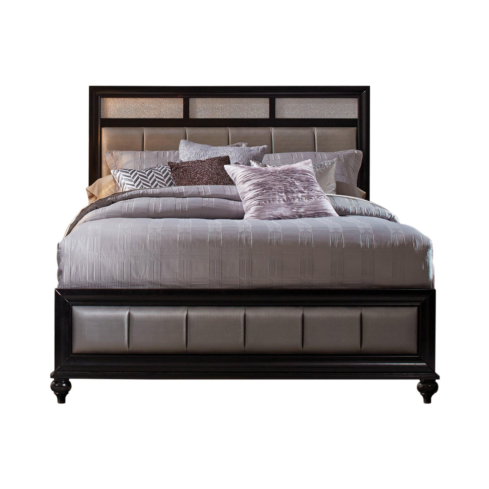 Barzini Eastern King Upholstered Bed Black And Grey - Ella Furniture