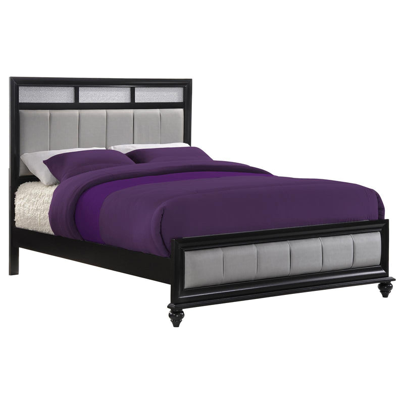 Barzini Queen Upholstered Bed Black And Grey - Ella Furniture