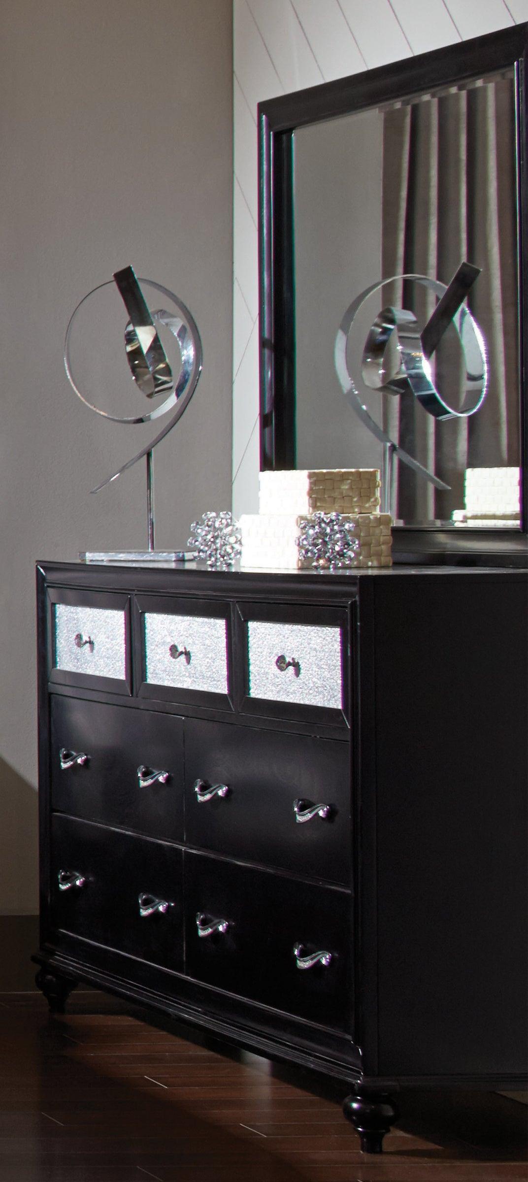 Barzini 7-Drawer Rectangular Dresser Black - Ella Furniture