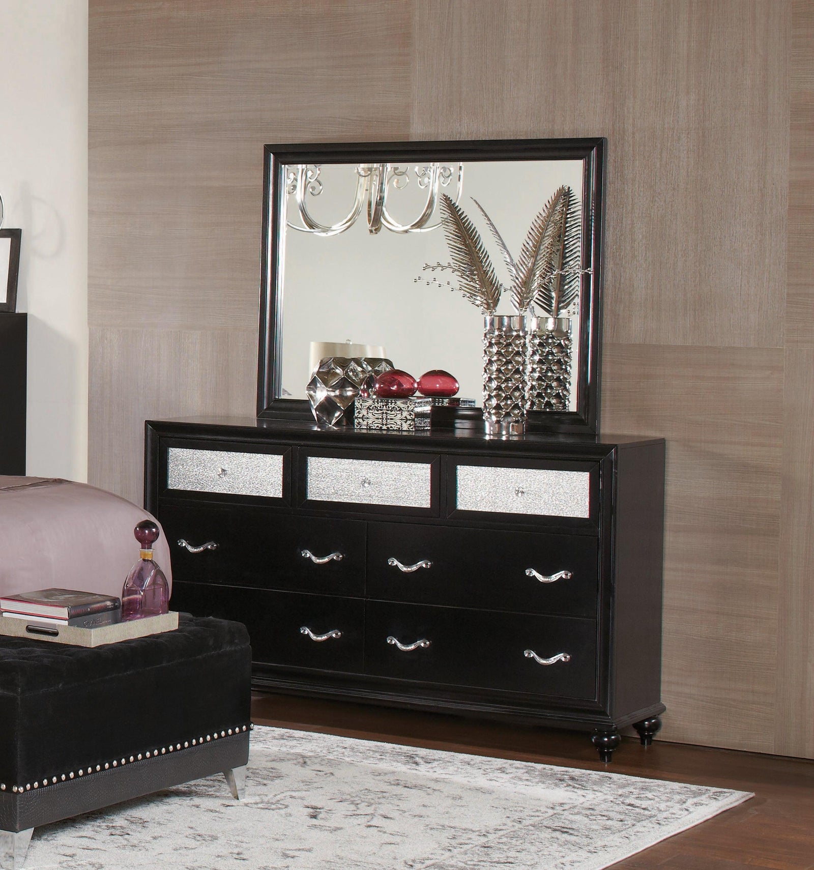 Barzini Rectangular Mirror Black - Ella Furniture