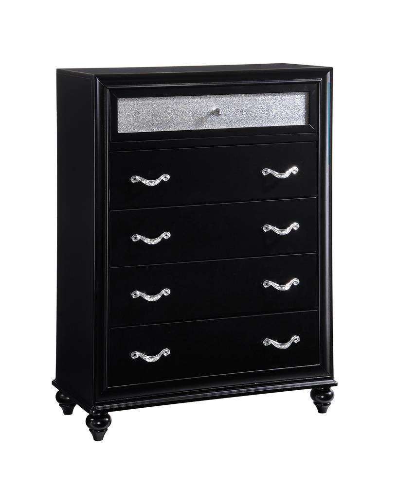 Barzini 5-Drawer Rectangular Chest Black - Ella Furniture