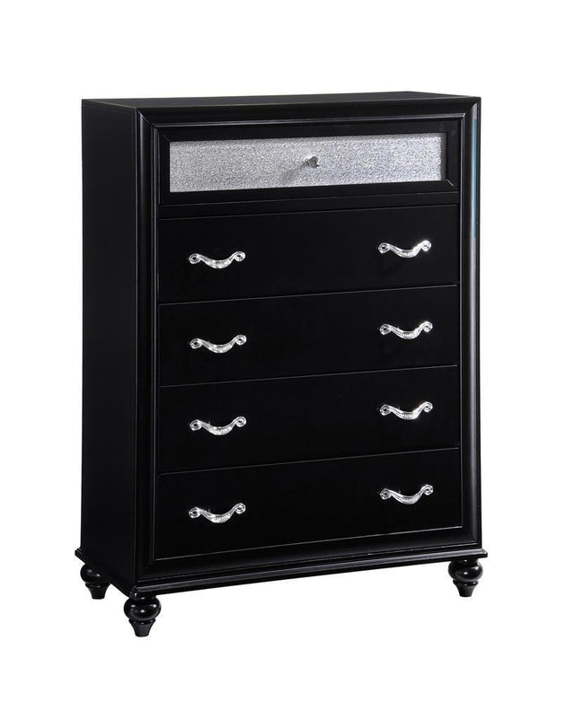 Barzini 5-Drawer Rectangular Chest Black - Ella Furniture
