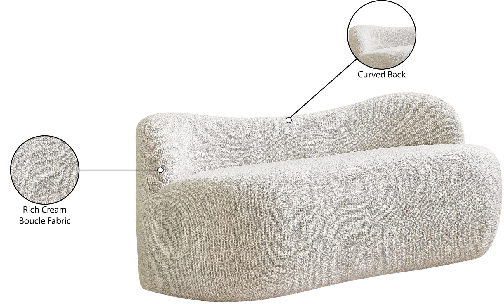 Flair Cream Boucle Fabric Bench - Ella Furniture