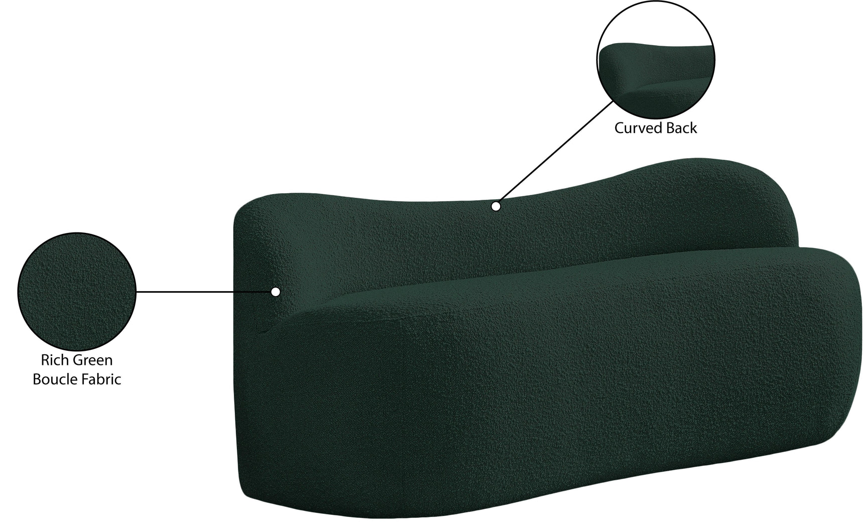 Flair Green Boucle Fabric Bench - Ella Furniture