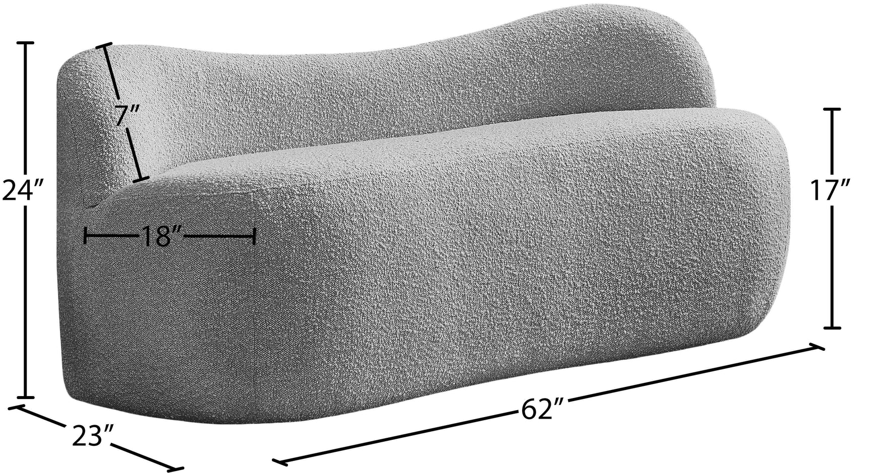Flair Grey Boucle Fabric Bench - Ella Furniture