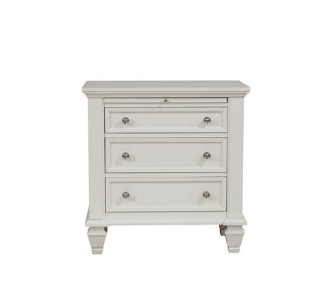 Sandy Beach 3-Drawer Nightstand White - Ella Furniture