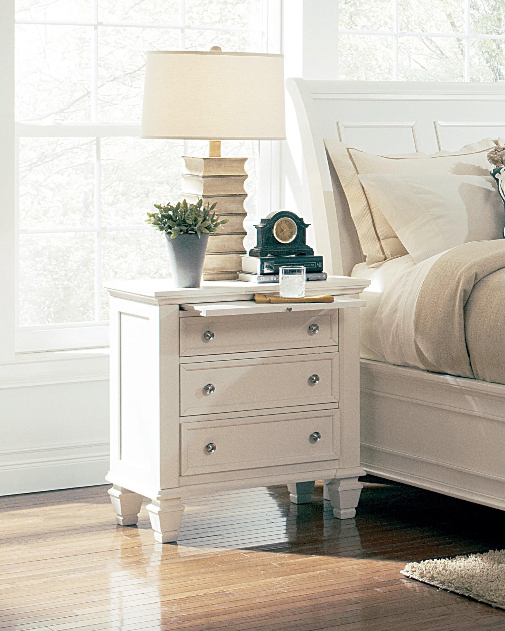 Sandy Beach Eastern King Panel Bed With High Headboard White - Ella Furniture