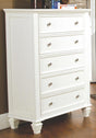 Sandy Beach 5-Drawer Rectangular Chest White - Ella Furniture