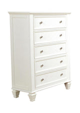 Sandy Beach 5-Drawer Rectangular Chest White - Ella Furniture