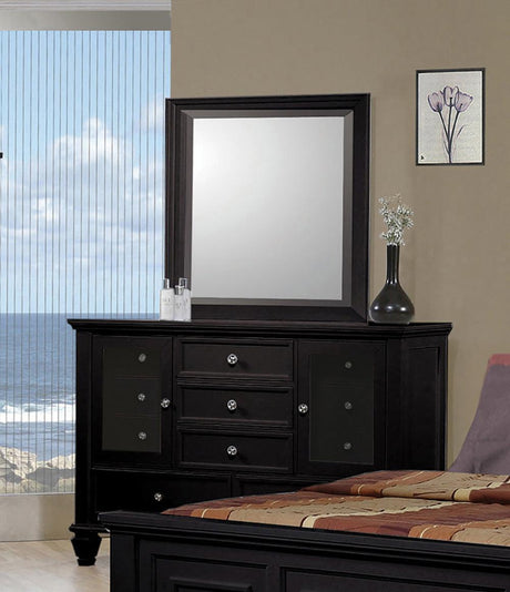 Sandy Beach Vertical Dresser Mirror Black - Ella Furniture