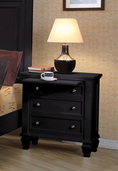 Sandy Beach 3-Drawer Nightstand Black - Ella Furniture