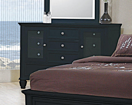 Sandy Beach Vertical Dresser Mirror Black - Ella Furniture