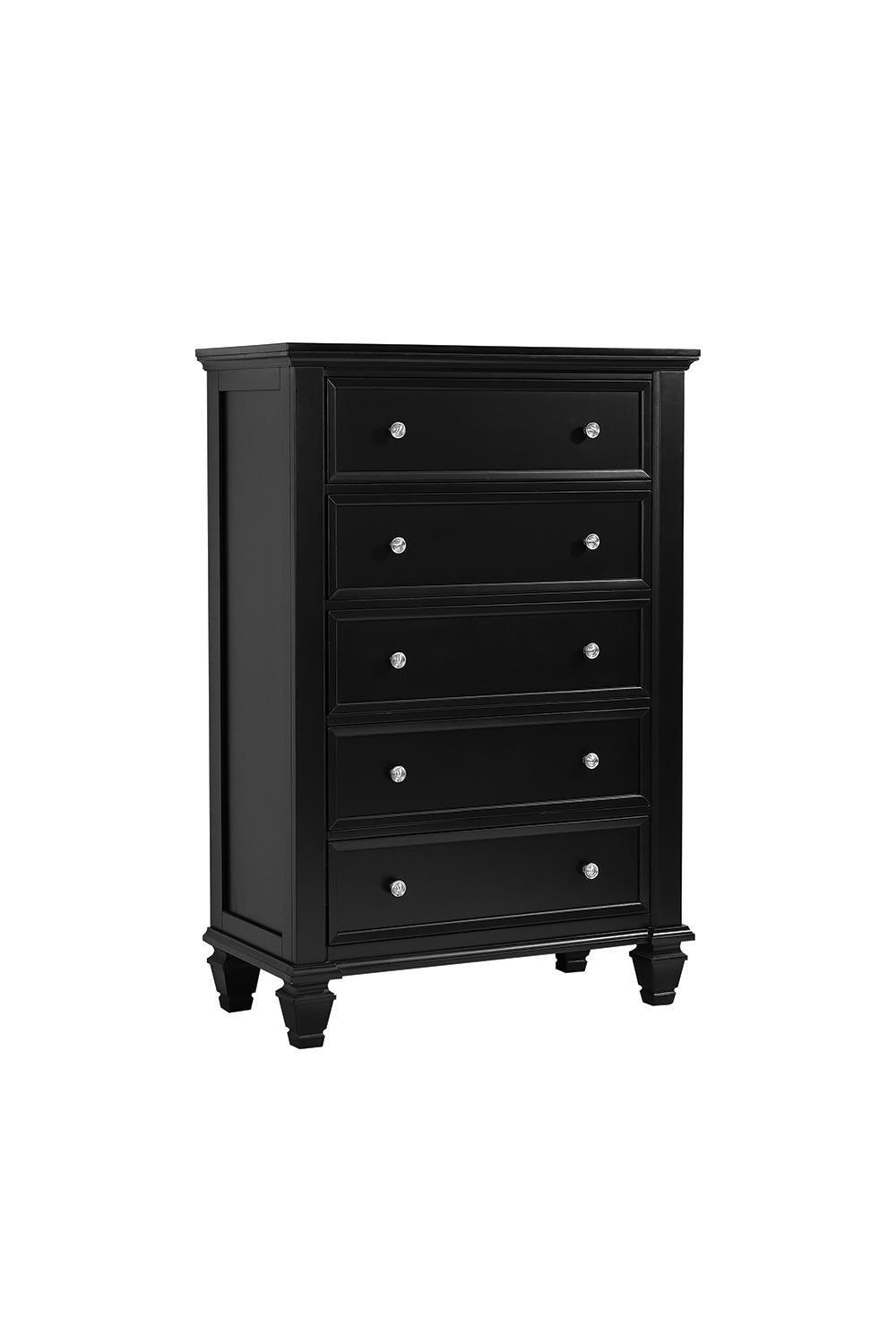 Sandy Beach 5-Drawer Chest Black - Ella Furniture