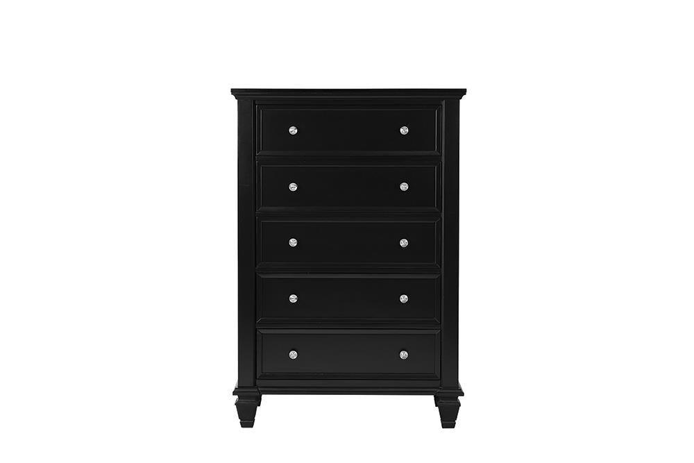 Sandy Beach 5-Drawer Chest Black - Ella Furniture