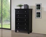 Sandy Beach 5-Drawer Chest Black - Ella Furniture