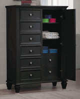 Sandy Beach 5-Drawer Chest Black - Ella Furniture