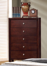 Serenity Rectangular 5-Drawer Chest Rich Merlot - Ella Furniture