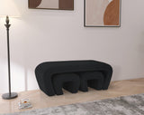 Odelia Black Boucle Fabric Bench - Ella Furniture