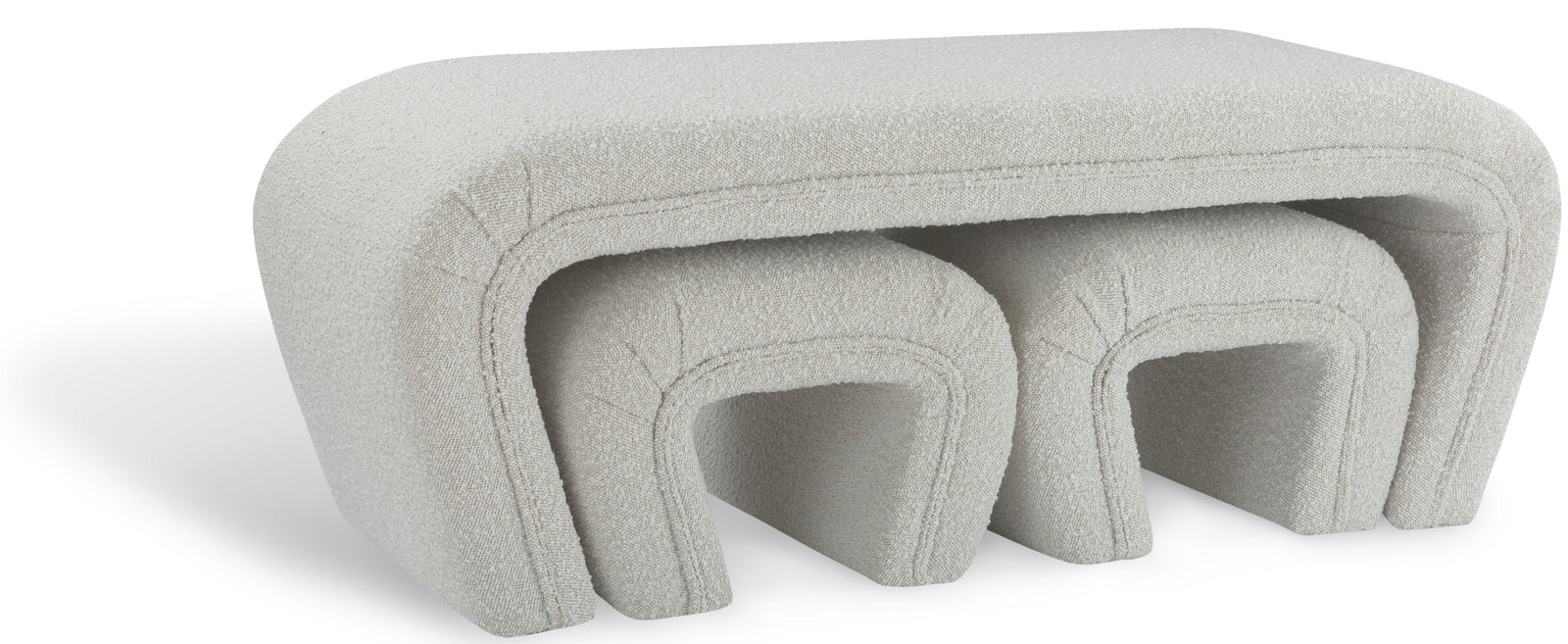 Odelia Cream Boucle Fabric Bench - Ella Furniture