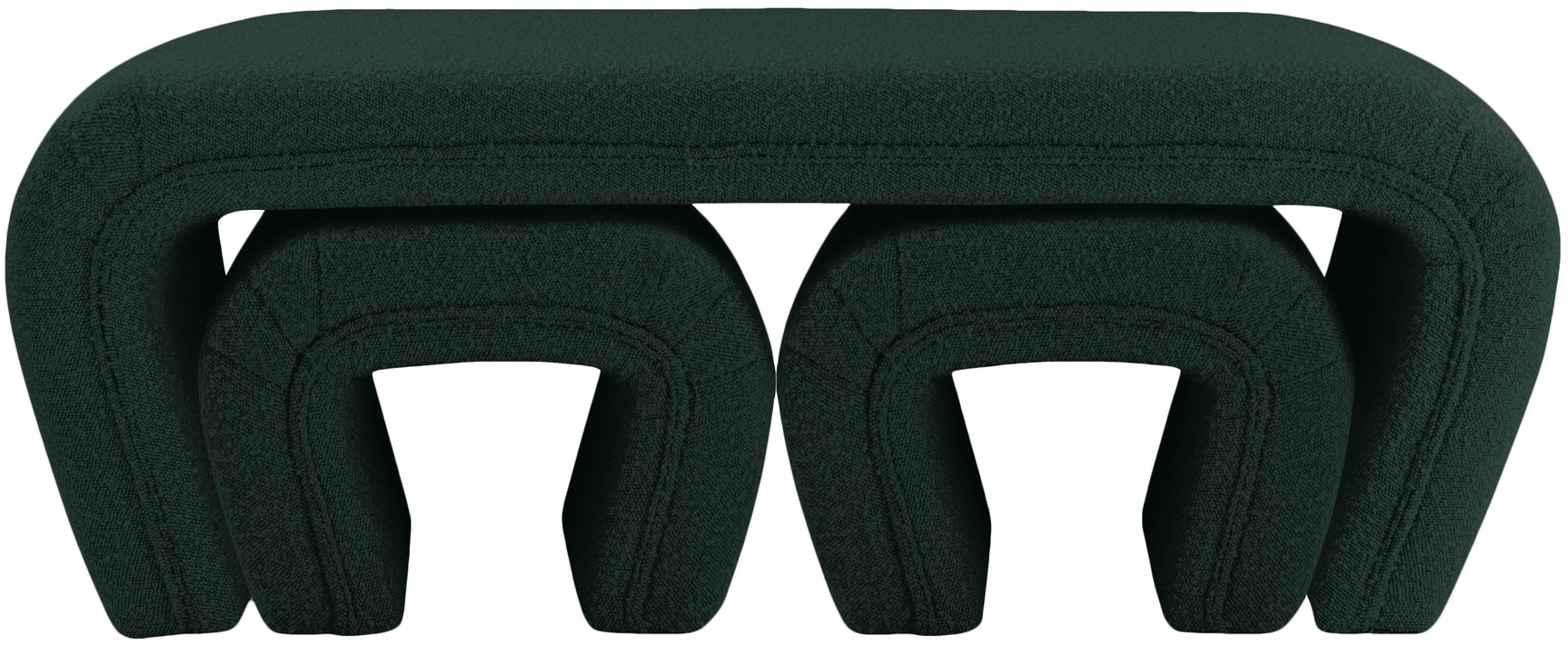 Odelia Green Boucle Fabric Bench - Ella Furniture