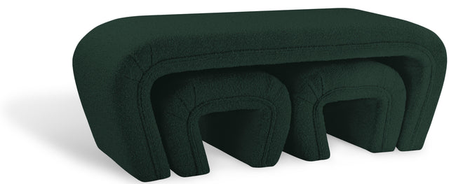 Odelia Green Boucle Fabric Bench - Ella Furniture