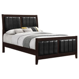 Carlton Full Upholstered Panel Bed Cappuccino And Black - Ella Furniture