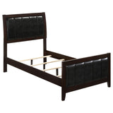 Carlton Twin Upholstered Panel Bed Cappuccino And Black - Ella Furniture