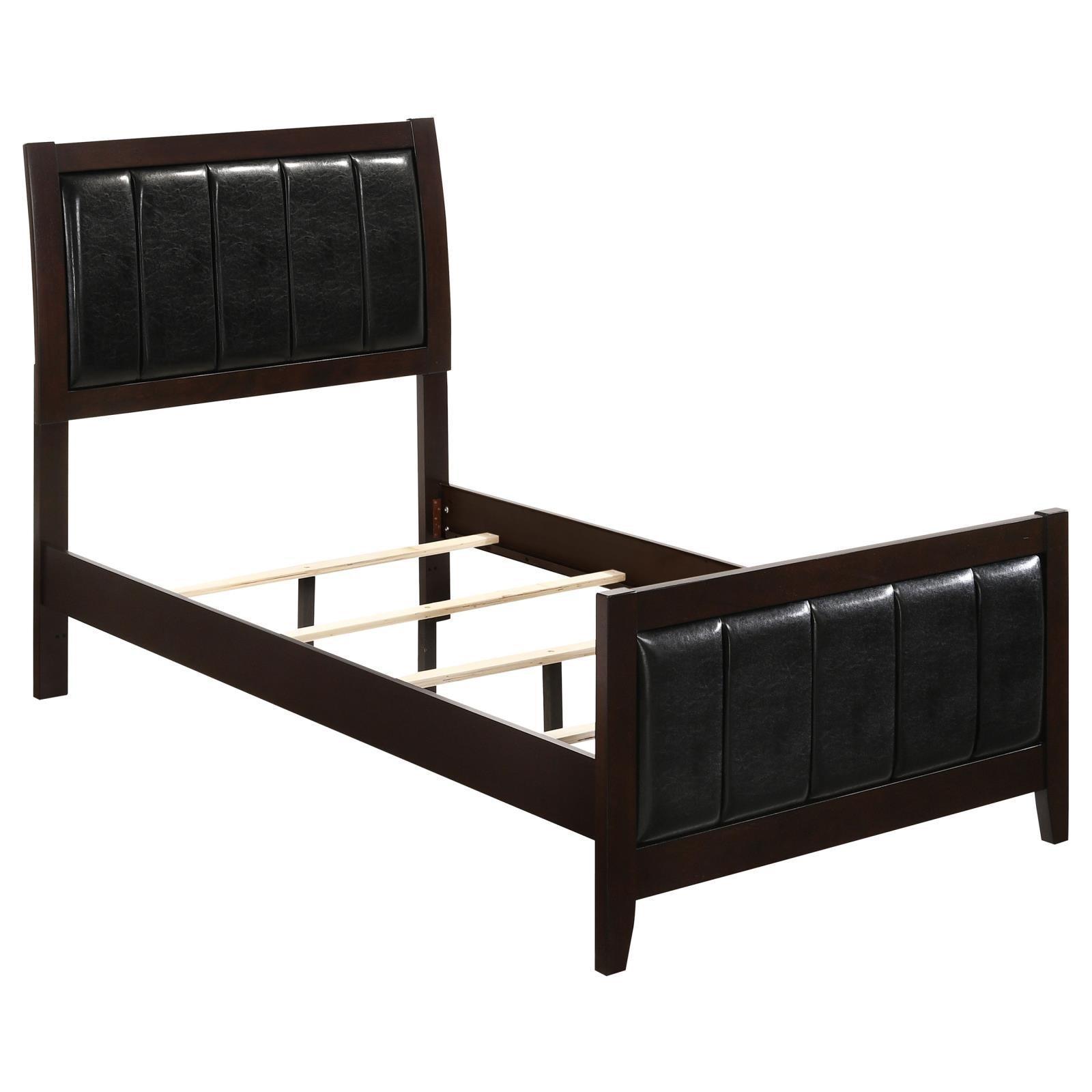 Carlton Twin Upholstered Panel Bed Cappuccino And Black - Ella Furniture
