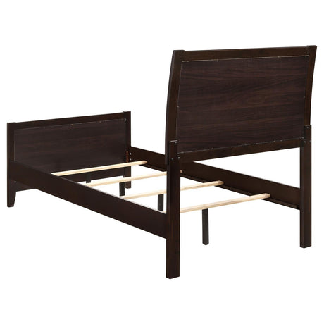 Carlton Twin Upholstered Panel Bed Cappuccino And Black - Ella Furniture