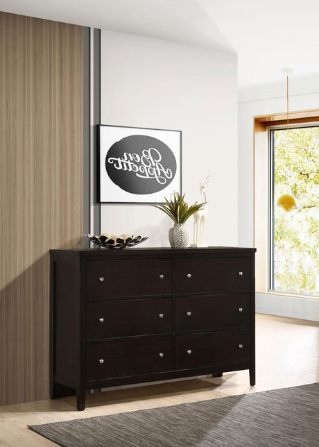 Carlton 6-Drawer Rectangular Dresser Cappuccino - Ella Furniture