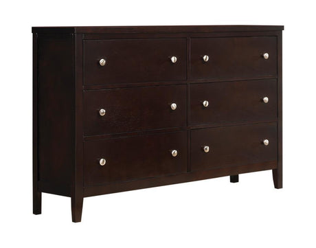 Carlton 6-Drawer Rectangular Dresser Cappuccino - Ella Furniture