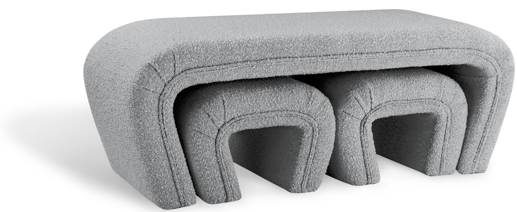 Odelia Grey Boucle Fabric Bench - Ella Furniture