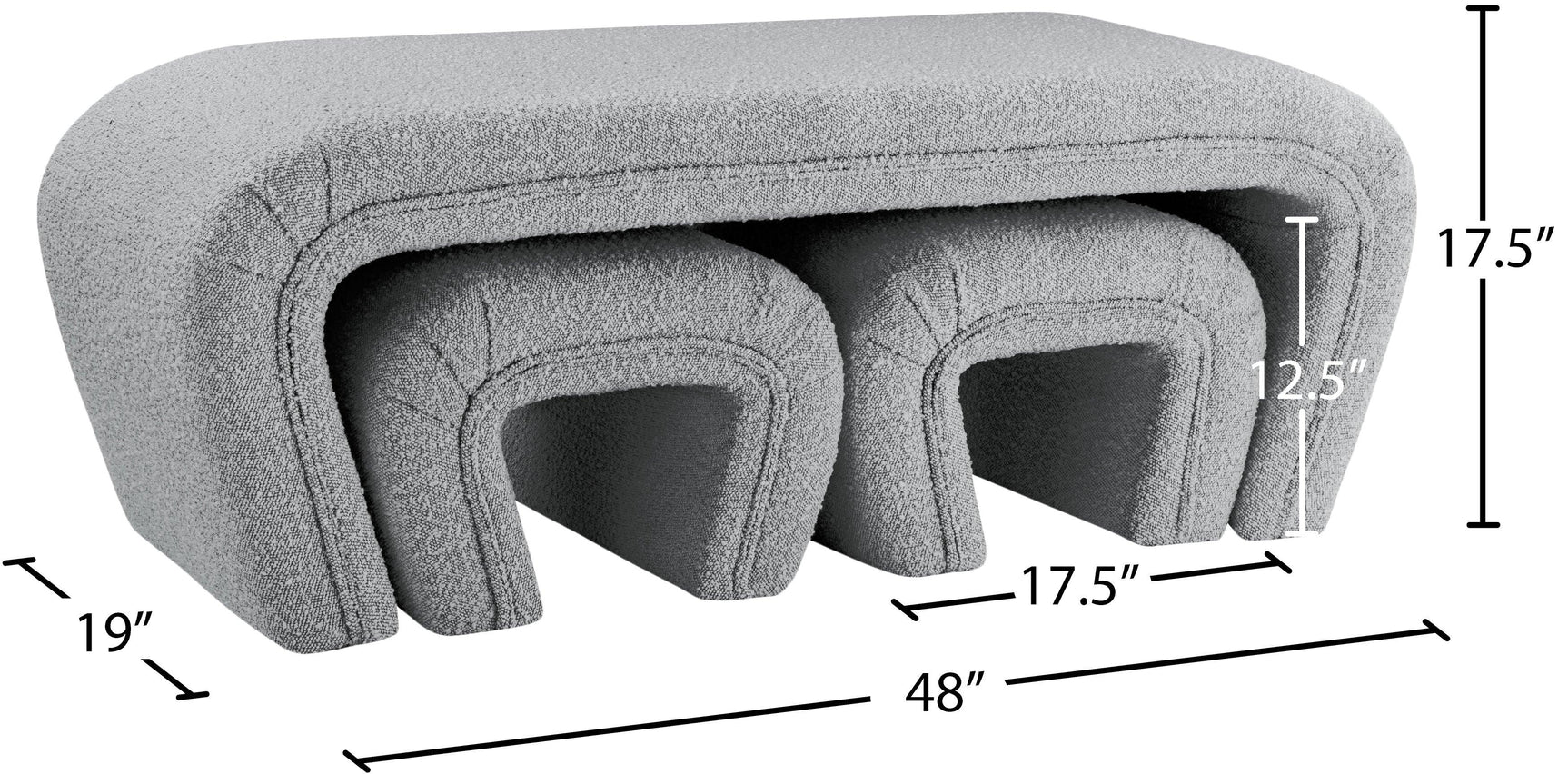 Odelia Grey Boucle Fabric Bench - Ella Furniture