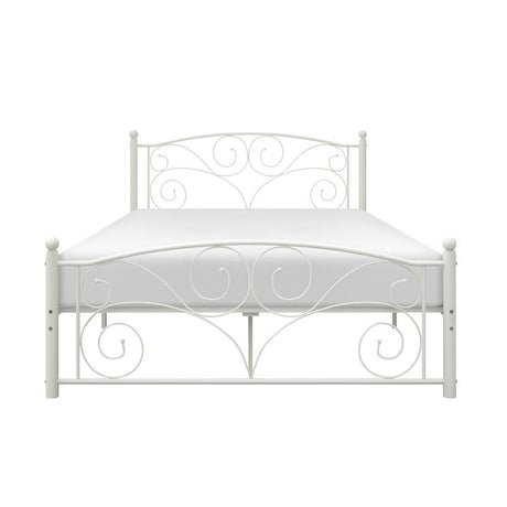 Pallina White Metal Modern Classic Metal Frame Full Platform Bed - Ella Furniture