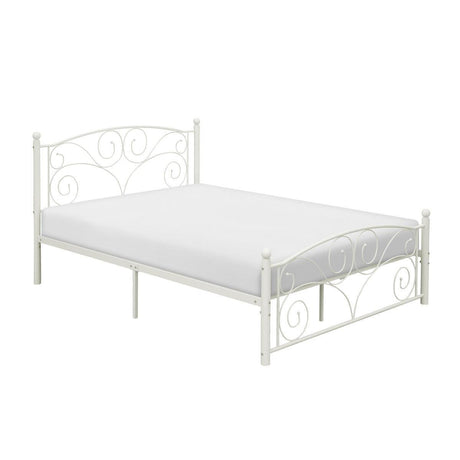 Pallina White Metal Modern Classic Metal Frame Full Platform Bed - Ella Furniture