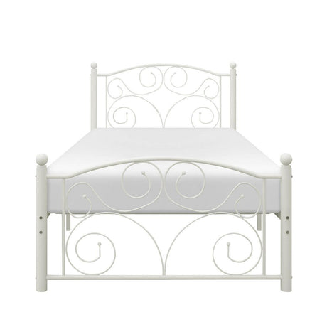 Pallina White Modern Contemporary Metal Twin Platform Bed - Ella Furniture
