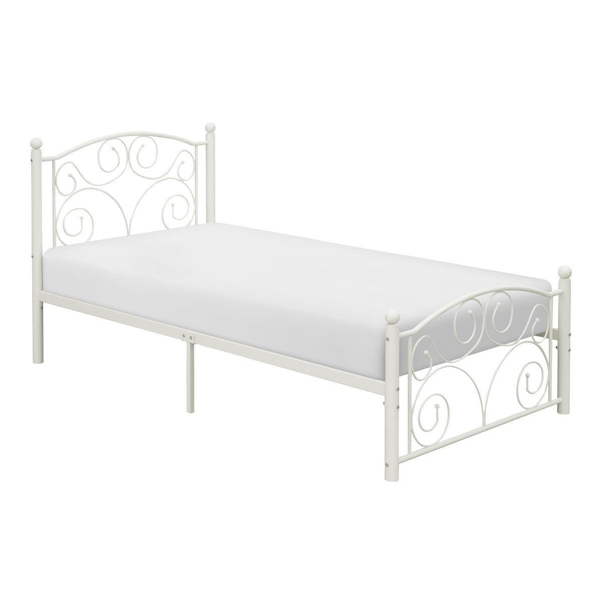 Pallina White Modern Contemporary Metal Twin Platform Bed - Ella Furniture