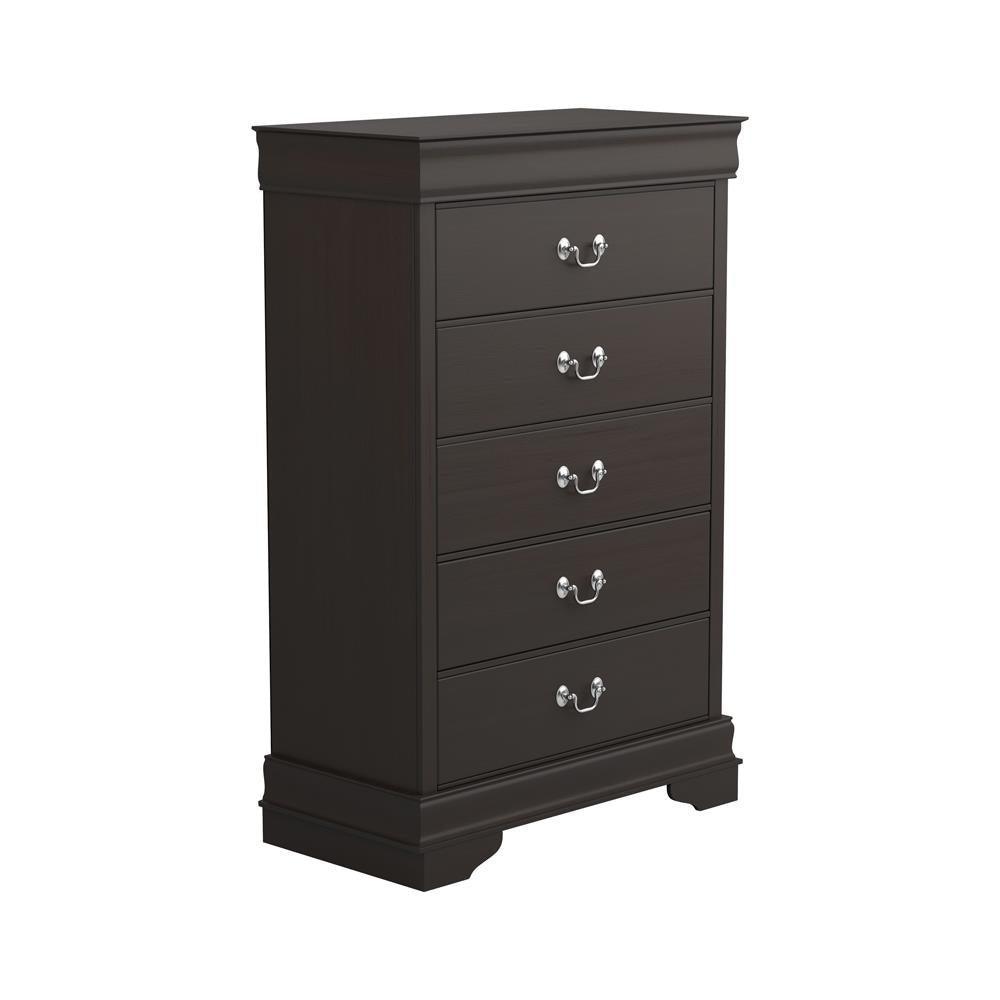 Louis Philippe 5-Drawer Chest With Silver Bails Cappuccino - Ella Furniture