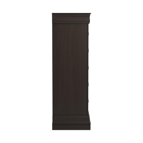 Louis Philippe 5-Drawer Chest With Silver Bails Cappuccino - Ella Furniture